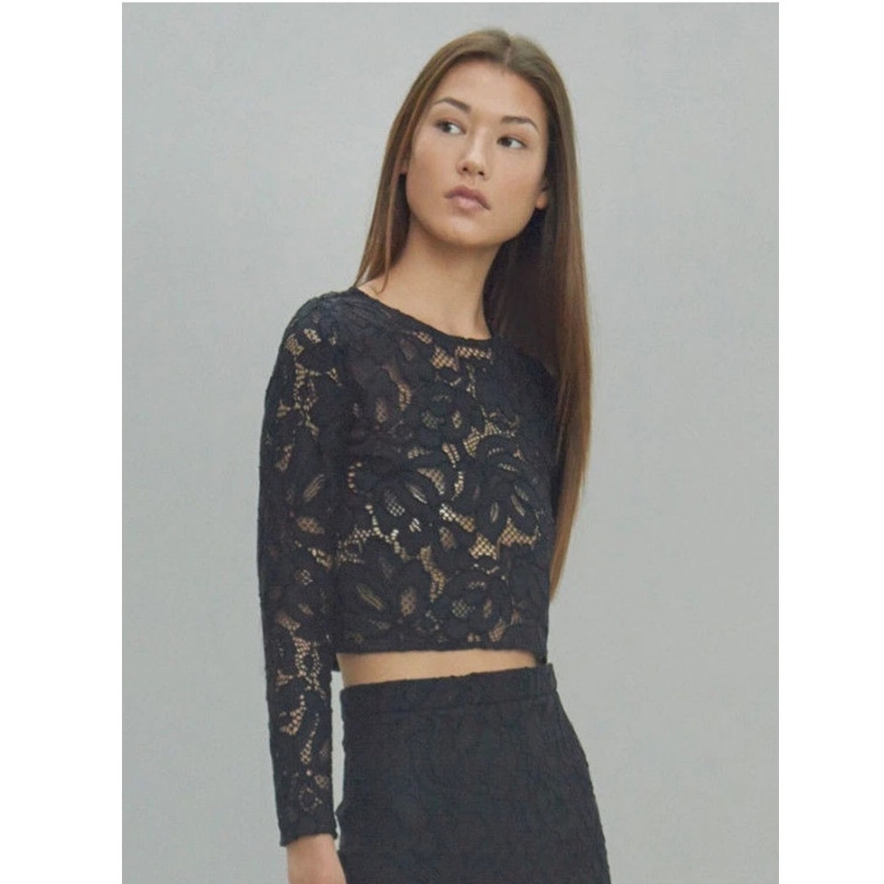 Alexis Camilla Crop Lace Black Top Size Large Euc Revolve Farfetch Made In Usa